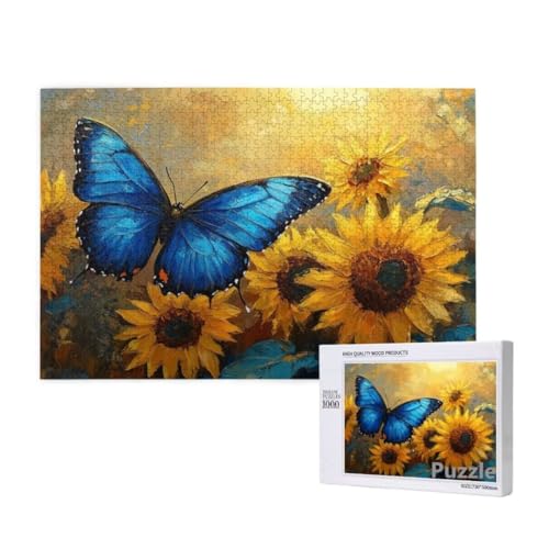Schmetterling Puzzle 1500 Teile Erwachsene, Groß Puzzle Sonnenblume Muster, Jigsaw 87x57cm Size mit Geschenkboxverpackung, Wanddeko Wohnzimmer, Geschenke für Frauen, Geschenke für Männer,Model256 von Dozsconz
