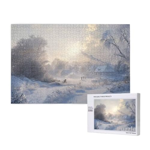 Schneeszene Puzzle 1500 Teile Erwachsene, Groß Puzzle Kabine Muster Design, Jigsaw 87x57cm Size mit Geschenkboxverpackung, Wanddeko Wohnzimmer, Geschenke für Frauen, Geschenke für Männer,Model1240 von Dozsconz