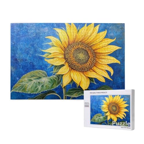 Sonnenblume Puzzle 1000 Teile Erwachsene, Groß Puzzle Gelb Muster Design, Holz Jigsaw 75x50cm Size mit Geschenkboxverpackung, Wanddeko Wohnzimmer, Geschenke für Frauen, Geschenke für Männer,Model676 von Dozsconz
