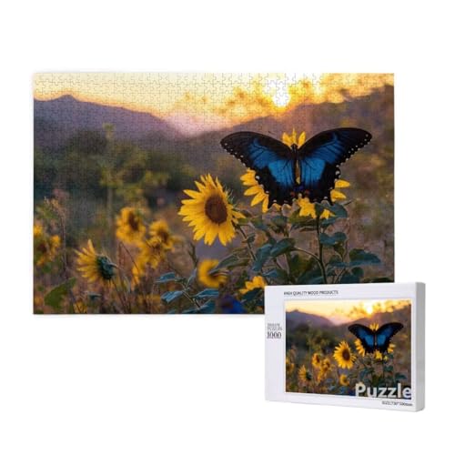 Sonnenblume Puzzle 2000 Teile Erwachsene, Groß Puzzle Schmetterling Muster, Jigsaw 99x70cm Size mit Geschenkboxverpackung, Wanddeko Wohnzimmer, Geschenke für Frauen, Geschenke für Männer,Model1098 von Dozsconz