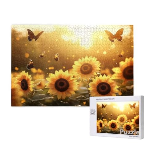Sonnenblume Puzzle 2000 Teile Erwachsene, Groß Puzzle Schmetterling Muster, Jigsaw 99x70cm Size mit Geschenkboxverpackung, Wanddeko Wohnzimmer, Geschenke für Frauen, Geschenke für Männer,Model910 von Dozsconz