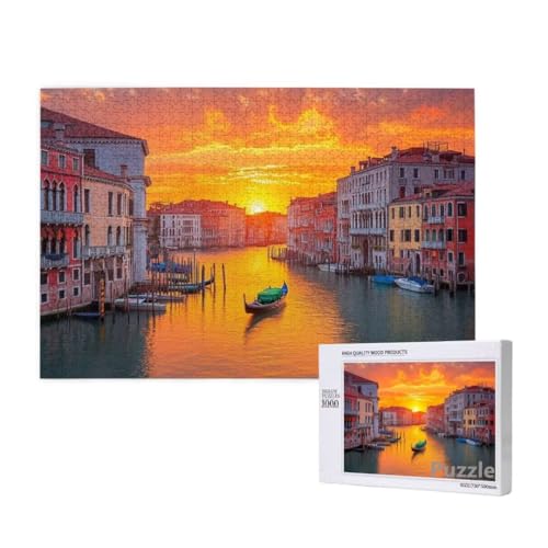 Stadt Puzzle 2000 Teile Erwachsene, Groß Puzzle Sonnenuntergang Muster Design, Jigsaw 99x70cm Size mit Geschenkboxverpackung, Wanddeko Wohnzimmer, Geschenke für Frauen, Geschenke für Männer,Model408 von Dozsconz