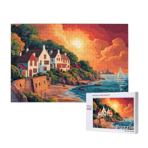 Strand Puzzle 1000 Teile Erwachsene, Groß Puzzle Segelboot Muster Design, Holz Jigsaw 75x50cm Size mit Geschenkboxverpackung, Wanddeko Wohnzimmer, Geschenke für Frauen, Geschenke für Männer,Model1416 Strand Puzzle 1000 Teile Erwachsene, Groß Puzzle Segelboot Muster Design, Holz Jigsaw 75x50cm Size mit Geschenkboxverpackung, Wanddeko Wohnzimmer, Geschenke für Frauen, Geschenke für Männer,Model1416 von Dozsconz