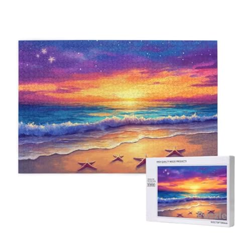 Strand Puzzle 1500 Teile Erwachsene, Groß Puzzle Sonnenuntergang Muster Design, Jigsaw 87x57cm Size mit Geschenkboxverpackung, Wanddeko Wohnzimmer, Geschenke für Frauen, Geschenke für Männer,Model460 von Dozsconz