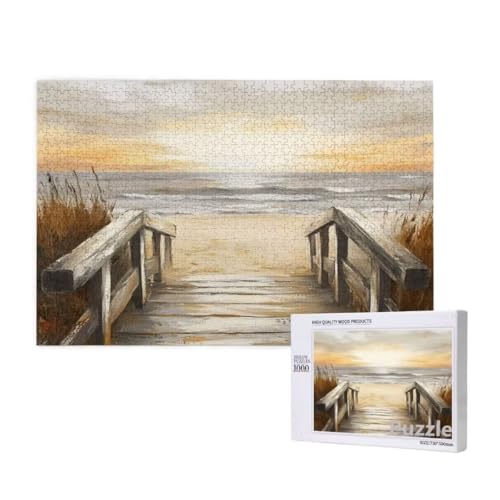 Strand Puzzle 3000 Teile Erwachsene, Groß Puzzle Landschaft Muster Design, Jigsaw 122x81cm Size mit Geschenkboxverpackung, Wanddeko Wohnzimmer, Geschenke für Frauen, Geschenke für Männer,Model638 von Dozsconz