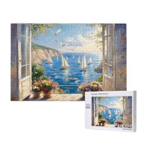 Strand Puzzle 3000 Teile Erwachsene, Groß Puzzle Segelboot Muster Design, Jigsaw 122x81cm Size mit Geschenkboxverpackung, Wanddeko Wohnzimmer, Geschenke für Frauen, Geschenke für Männer,Model1470 von Dozsconz