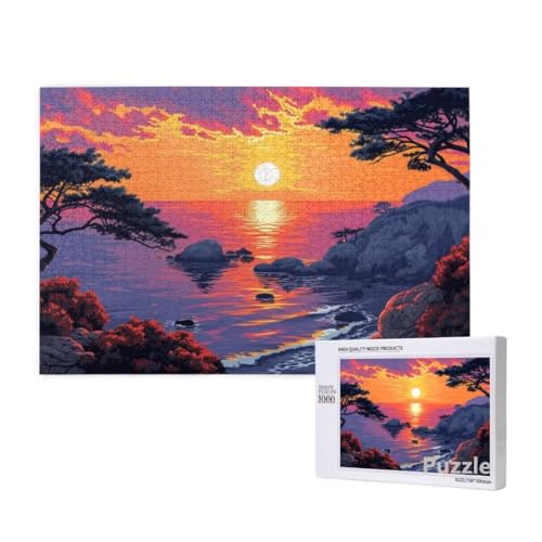 Strand Puzzle 3000 Teile Erwachsene, Groß Puzzle Sonnenuntergang Muster, Holz Jigsaw 122x81cm Size mit Geschenkboxverpackung, Wanddeko Wohnzimmer, Geschenke für Frauen, Geschenke für Männer,Model1386 von Dozsconz