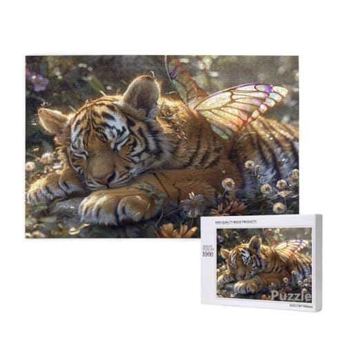 Tiger Puzzle 1500 Teile Erwachsene, Groß Puzzle Schmetterling Muster Design, Jigsaw 87x57cm Size mit Geschenkboxverpackung, Wanddeko Wohnzimmer, Geschenke für Frauen, Geschenke für Männer,Model114 von Dozsconz