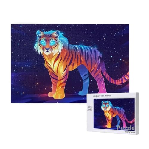 Tiger Puzzle 1500 Teile Erwachsene, Groß Puzzle Sternenhimmel Muster Design, Jigsaw 87x57cm Size mit Geschenkboxverpackung, Wanddeko Wohnzimmer, Geschenke für Frauen, Geschenke für Männer,Model458 von Dozsconz