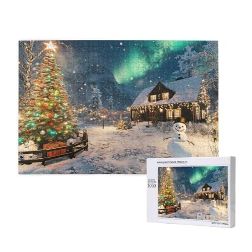 Weihnachtsbaum Puzzle 2000 Teile Erwachsene, Groß Puzzle Aurora Muster Design, Jigsaw 99x70cm Size mit Geschenkboxverpackung, Wanddeko Wohnzimmer, Geschenke für Frauen, Geschenke für Männer,Model1188 von Dozsconz