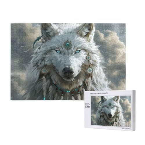 Wolf Puzzle 2000 Teile Erwachsene, Groß Puzzle Feder Muster Design, Holz Jigsaw 99x70cm Size mit Geschenkboxverpackung for Wanddeko Wohnzimmer, Geschenke für Frauen, Geschenke für Männer,Model1538 Wolf Puzzle 2000 Teile Erwachsene, Groß Puzzle Feder Muster Design, Holz Jigsaw 99x70cm Size mit Geschenkboxverpackung for Wanddeko Wohnzimmer, Geschenke für Frauen, Geschenke für Männer,Model1538 von Dozsconz