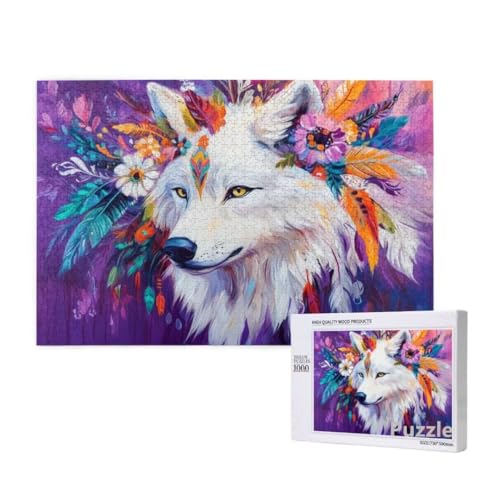 Wolf Puzzle 3000 Teile Erwachsene, Groß Puzzle Feder Muster Design, Holz Jigsaw 122x81cm Size mit Geschenkboxverpackung for Wanddeko Wohnzimmer, Geschenke für Frauen, Geschenke für Männer,Model1380 Wolf Puzzle 3000 Teile Erwachsene, Groß Puzzle Feder Muster Design, Holz Jigsaw 122x81cm Size mit Geschenkboxverpackung for Wanddeko Wohnzimmer, Geschenke für Frauen, Geschenke für Männer,Model1380 von Dozsconz
