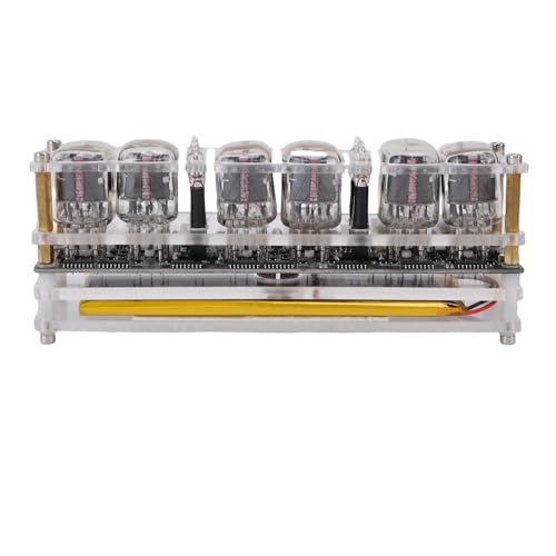 Dpofirs Nixie Tube Clock RGB Beleuchtung, 6 Tube Retro Digitales Schreibtischuhr, Fernbedienungssteuerung, Speicherfunktion Timer Stoppwatch 3000 mAh Batterie Einzigartiges Glow von Dpofirs