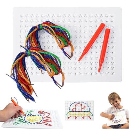 Dpptgh Faden-sensorikbrett, DIY-fadenstichbrett for Kinder, Sensorisches Fädelbrett, String-Art-Set, DIY-bastelset for Weben Von Zeichenbrettern for Kinder Mit Farbigen Seilen(1set) von Dpptgh