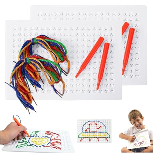 Dpptgh Faden-sensorikbrett, DIY-fadenstichbrett for Kinder, Sensorisches Fädelbrett, String-Art-Set, DIY-bastelset for Weben Von Zeichenbrettern for Kinder Mit Farbigen Seilen(2set) von Dpptgh