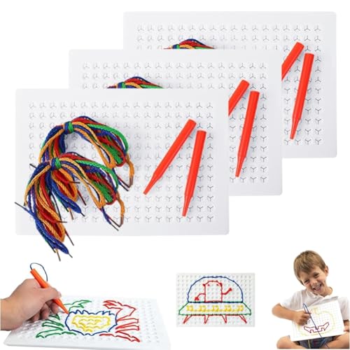 Dpptgh Faden-sensorikbrett, DIY-fadenstichbrett for Kinder, Sensorisches Fädelbrett, String-Art-Set, DIY-bastelset for Weben Von Zeichenbrettern for Kinder Mit Farbigen Seilen(3set) von Dpptgh