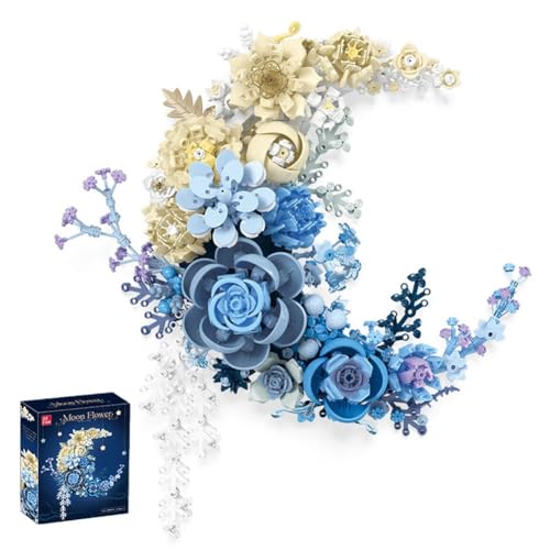 Dpptgh Mondblumen-Bausatz, Blumenstrauß-Bausätze, Jie Star Mondblumen-Bausätze mit Halbmond, hängende Pflanzenblöcke for Tische oder Wände, einzigartiges Geschenk for Erwachsene(B-934 PCS) von Dpptgh