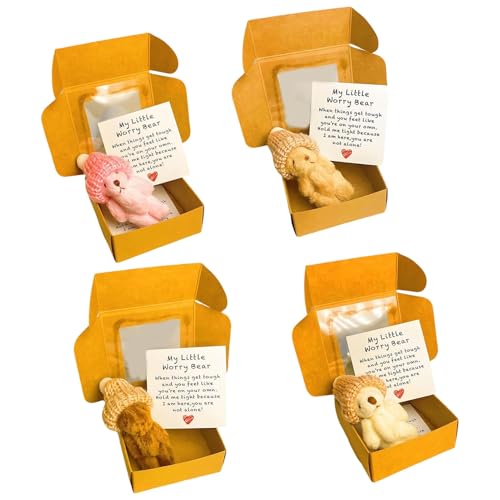 Kleiner Bär in Box, Handgemachter Mini-Plüsch-Teddybär in Box, Mit Inspirierender Karte, Taschenbär Mini-Plüschpuppe in Box, Entzückender Kleiner Bär Für Liebhaber(4Pcs) von Dpptgh