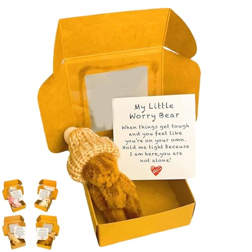 Kleiner Bär in Box, Handgemachter Mini-Plüsch-Teddybär in Box, Mit Inspirierender Karte, Taschenbär Mini-Plüschpuppe in Box, Entzückender Kleiner Bär Für Liebhaber(Brown) von Dpptgh