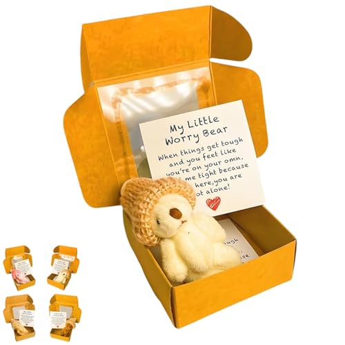 Kleiner Bär in Box, Handgemachter Mini-Plüsch-Teddybär in Box, Mit Inspirierender Karte, Taschenbär Mini-Plüschpuppe in Box, Entzückender Kleiner Bär Für Liebhaber(White) von Dpptgh