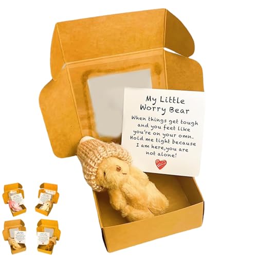 Kleiner Bär in Box, Handgemachter Mini-Plüsch-Teddybär in Box, Mit Inspirierender Karte, Taschenbär Mini-Plüschpuppe in Box, Entzückender Kleiner Bär Für Liebhaber(Yellow) von Dpptgh