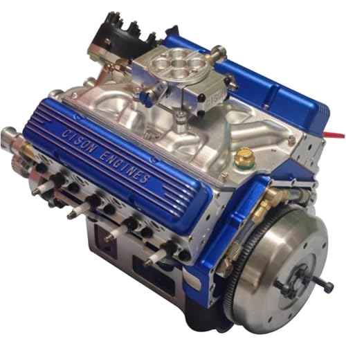 V8-Motormodell-Kits mit Ventilen, Cison V8 Benzinmotor, Mini-Set V8 zum Selberbauen, realistisches pädagogisches Geschenk für Erwachsene und Jugendliche (Blau) von Dpptgh