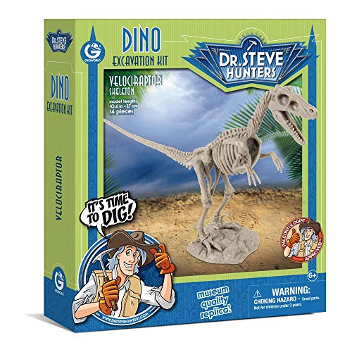 Uncle Milton 91031 Dr. Steve Hunters – Dino Dig Ausgrabungsset – Velociraptor – 14 Teile – Onkel Milton wissenschaftliches Lernspielzeug, Mehrfarbig von Uncle Milton