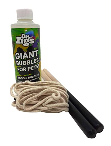 Dr. Zigs │ Eco Giant Bubble Kit │ Seifenblasen für Hunde | Erdnussbutter-Geschmack, sicher für Hunde Aller Rassen, mit Tasche, nachhaltigen Stäben und professioneller Lösung von Dr Zigs