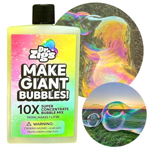 Dr. Zigs │ Eco Giant Bubble Mix │ 100 ml Nachfüllpackung (ergibt 1 Liter) │ Ultrakonzentrierte Mischung für Seifenstäben, professionelle Lösung, Weltrekord-Blasengröße von Dr Zigs