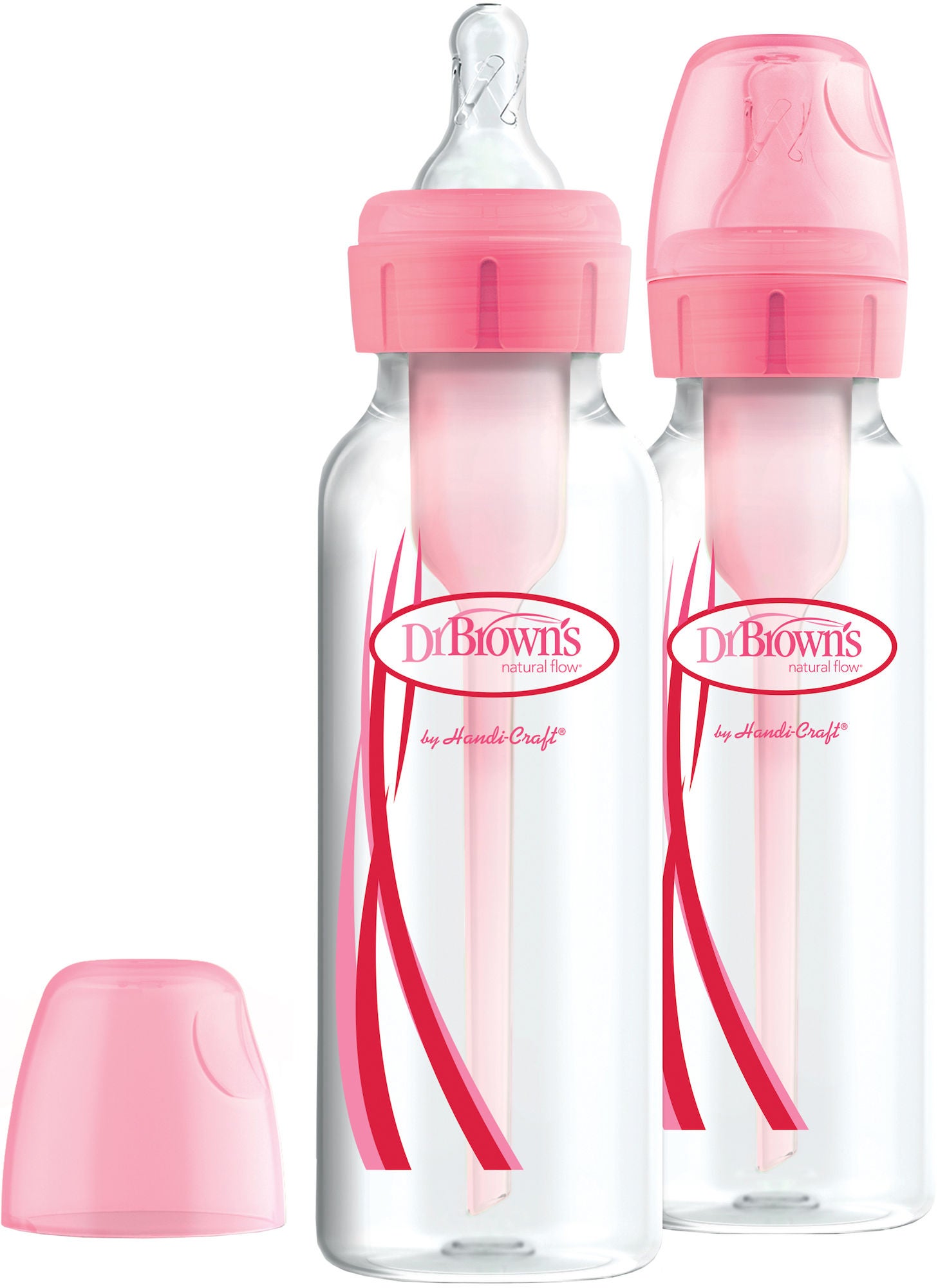 Dr. Brown's Option+ Schmaler Hals Babyflasche 250 ml 2er-Pack, Rosa von Dr. Brown's