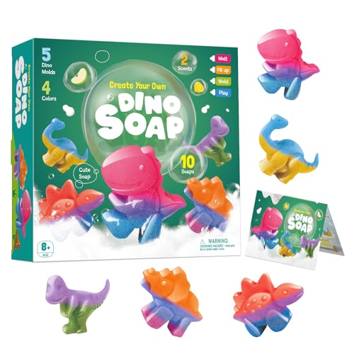 Dr. Daz Make Your Dino Soap Dinosaurier Seifenherstellung Set Kinder Seife Selber Machen Herstellen Set Seifen Gießen Starterset Bastelset Kinder Experimentierkasten Geschenk Mädchen Ab 7 8 9 10 Jahre von Dr. Daz