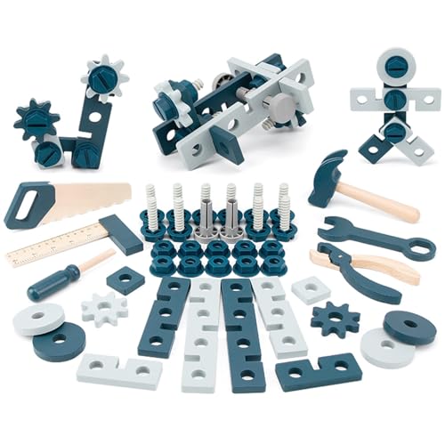 Dr. MUYA® Montessori Spielzeug 2 3 4 5 Jahre, Werkzeugkoffer, Holzspielzeug, Kinderspielzeug, Lernspielzeug, Werkzeug Kinder, Geschenk für 2-5 Jahre Kinder Junge Mädchen von Dr. MUYA