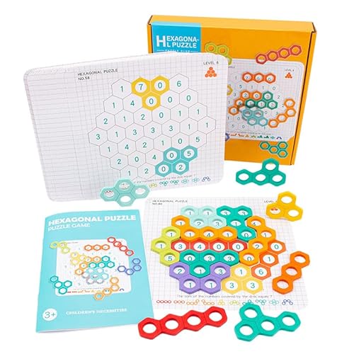 Dr. MUYA® Montessori Spielzeug 3 4 5, Lernspiele ab 3 Jahre, Sechseck-Puzzle für Kinder, Tetris Holzspiel, Rechnen Lernen, Feinmotorik, Geschenk 3-5 Jahre Kinder Junge Mädchen von Dr. MUYA