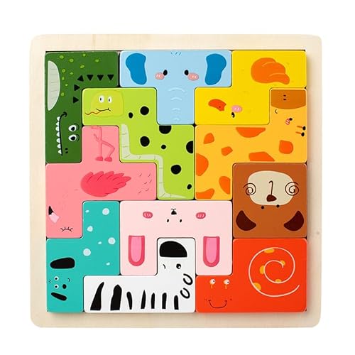 Dr. MUYA® Montessori Spielzeug 3 4 5, Lernspiele ab 3 Jahre, Tetris Holzspiel, Tetris-Puzzle mit Tiermustern, Feinmotorik, Geschenk 3-5 Jahre Kinder Junge Mädchen von Dr. MUYA