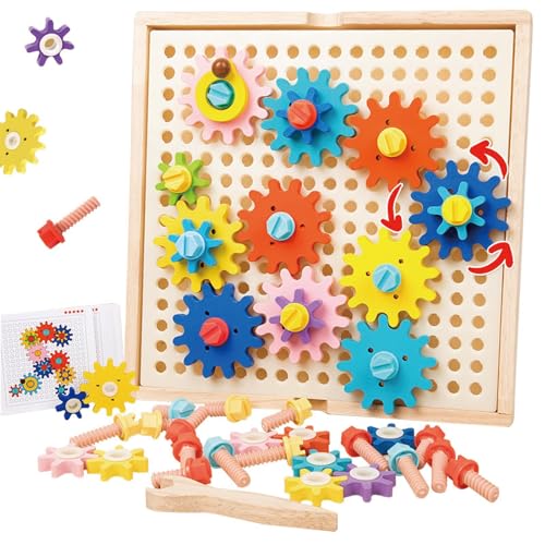Dr. MUYA® Montessori Spielzeug 3 4 5 Jahre, Zahnräder Kinder, Kinderspiele ab 3 Jahre, Lernspiele ab 3 Jahre, Holzspielzeug 3 Jahre, Geschenk 3–5 Jahre Kinder Junge Mädchen von Dr. MUYA