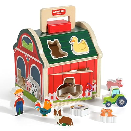 Dr.MUYA® Montessori Spielzeug 1 2 3 Jahre, Bauernhof Spielzeug, Spiele ab 1 Jahre, Holzspielzeug, Motorikspielzeug, Kinderspielzeug, Geschenk 1-3 Jahre Kinder Junge Mädchen von Dr. MUYA