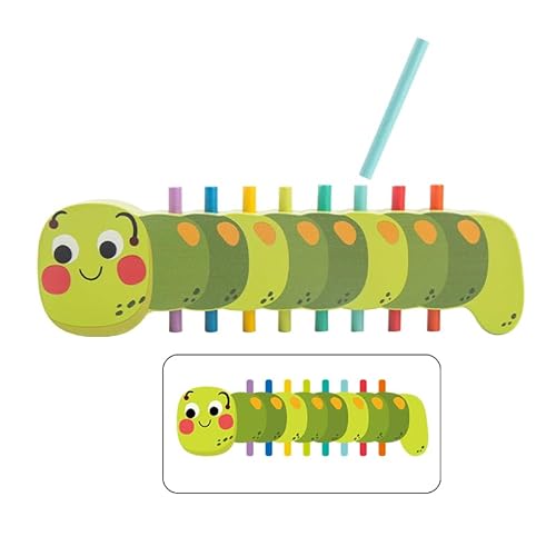Dr.MUYA® Montessori Spielzeug 1 2 3 Jahre, Raupen, Steckspiel, Holzspielzeug, Kinder Spielzeug, Motorikspielzeug, Feinmotorik, Geschenk 1-3 Jahre Kinder Junge Mädchen von Dr. MUYA