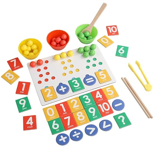 Dr.MUYA® Montessori Spielzeug 3 4 5 Jahre, Mathe Zählen Lernen Spielzeug, Spiele ab 3 Jahre, Holzspielzeug, Motorikspielzeug, Feinmotorik, Hand-Auge-Koordination, Lernspiel, Geschenk 3-5 Jahre Kinder von Dr. MUYA