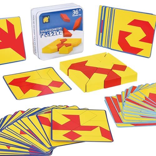 Dr. MUYA® Montessori Spielzeug 3 4 5 Jahre, 3D Puzzle, Tangram Kinder, Lernspiele ab 3 Jahre, Kinderspielzeug ab 3 Jahre, Holzspielzeug, Geschenk 3–5 Jahre Kinder Junge Mädchen von Dr. MUYA