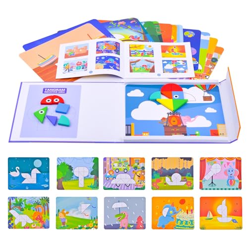 Dr. MUYA® Montessori Spielzeug 1 2 3 Jahre, Tangram Magnetisch, Magnetpuzzle, Lernspiele ab 3 Jahre, Holzspielzeug ab 1 Jahr, Geschenk 1–3 Jahre Kinder Junge Mädchen von Dr. MUYA