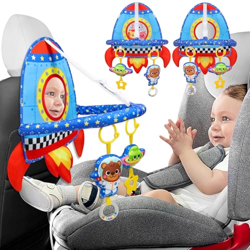 Dr.Rapeti Spielzeug für den Autositz, Spielzeug Für Autofahrt Baby, Weltraum-Spielzeug, Babyautositz Spielzeug mit Spiegel, Spielzeug für den Rücksitz, Baby Activity Spielzeug für Babys von Dr.Rapeti