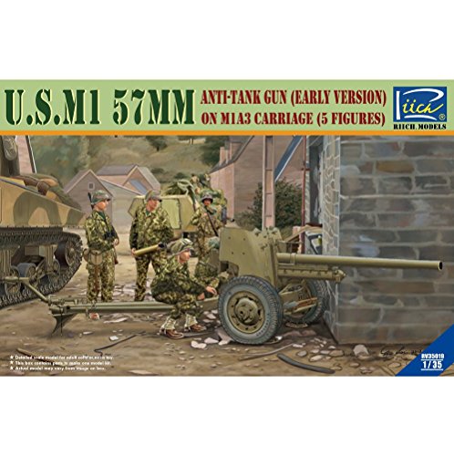 Riich Models RV35019 - Modellbausatz U.S.M1 57 mm Anti-Tank Gun Early Version on M1A3 Carriage mit 5 Crews von Dragon Models USA