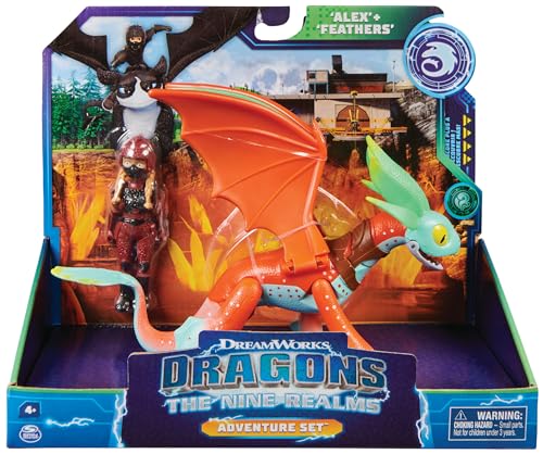 Dreamworks Dragons „Die 9 Welten“ - Adventure Set mit Drache und Reiter Figur, Alex und Feathers (Feder), für Kinder ab 4 Jahren von How To Train Your Dragon