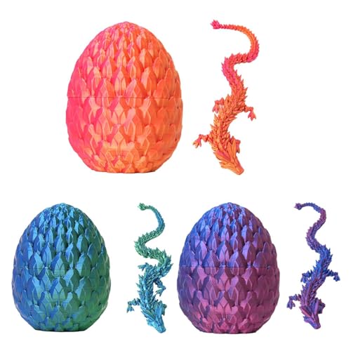 Dranng 3D Gedrucktes Drachenei | 3D Gedrucktes Voll Bewegliches Drachenspielzeug Mit Einem Ei, Realistischen Beweglichen Drachenspielzeug Überraschungsdracheneiern von Dranng