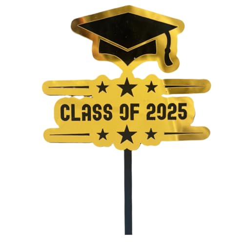 Dranng Abschlussjahrgang 2025 Topper Für Cupcakes - Schwarz Und Gold Cupcake Topper Für Abschluss 2025,Acryl Spieße Appetizerpick Fotostudio Requisiten Für Kindergarten Schule Zuhause Kinder von Dranng