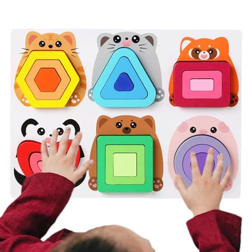 Dranng Farbzuordnungsspiel - Geometrische Steckblöcke,Lernspielzeug Aus Holz Mit Sortierbrett Für Kindergarten Vorschule Homeschool Reise Spielzimmer von Dranng