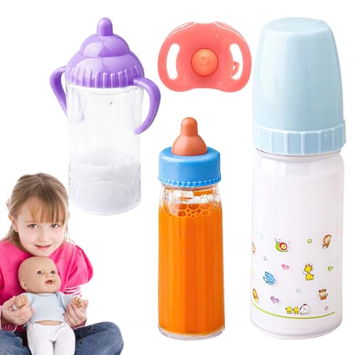 Dranng Magische Puppenflaschen,3 Stück magische Babyflasche für Puppenzubehör | Verschwindende Milch- und Saftflaschen, Puppen-Fütterungsspielzeug-Set mit Schnuller Dranng Magische Puppenflaschen,3 Stück magische Babyflasche für Puppenzubehör | Verschwindende Milch- und Saftflaschen, Puppen-Fütterungsspielzeug-Set mit Schnuller von Dranng