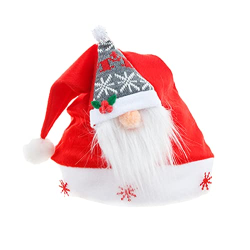 Dranng Weihnachtsmützen | Weihnachtszwerg-Design, rote Hüte,Weihnachtskopfbedeckung, flauschige Weihnachtsmannmütze für Erwachsene und Kinder von Dranng