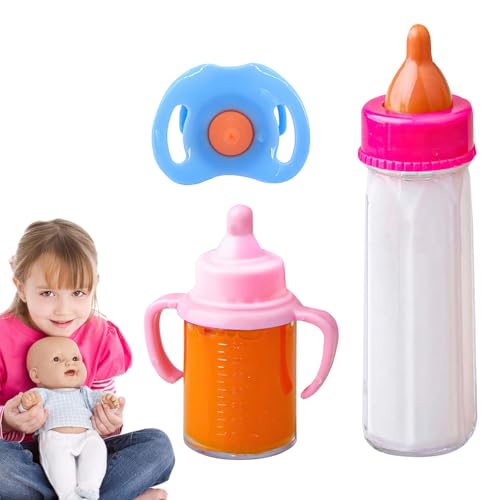 Dranng Zauberflaschen für Puppen | 3 Stück geruchlose Zaubermilch-Stillflaschen für Puppen | Verschwindende Milch- und Saftflaschen, Puppen-Fütterungsspielzeug-Set mit Schnuller Dranng Zauberflaschen für Puppen | 3 Stück geruchlose Zaubermilch-Stillflaschen für Puppen | Verschwindende Milch- und Saftflaschen, Puppen-Fütterungsspielzeug-Set mit Schnuller von Dranng