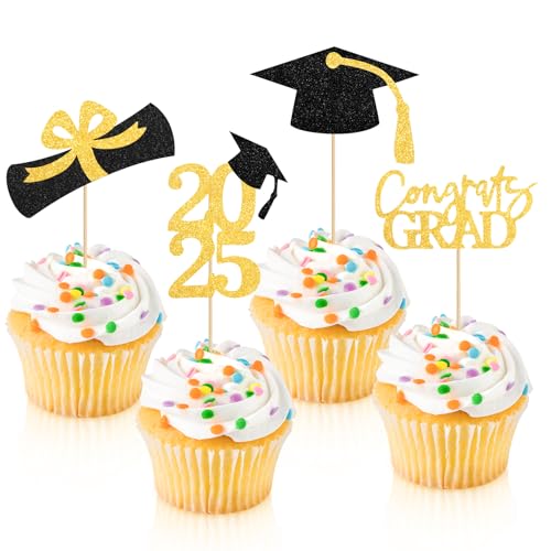 36 Stück 2025 Graduation Cupcake Toppers, Glitzer Abschluss Tortendeko, Bachelor Hut Graduation Kuchen Dekoration für 2025 Abschluss Party Kuchen Dekoration 36 Stück 2025 Graduation Cupcake Toppers, Glitzer Abschluss Tortendeko, Bachelor Hut Graduation Kuchen Dekoration für 2025 Abschluss Party Kuchen Dekoration von Draupnir
